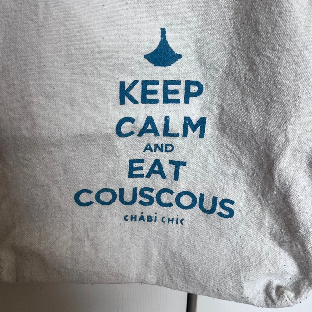 Chabi Chic Morocco Keep Calm and Eat Couscous Cloth Tote Bag
